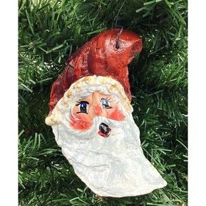 Vintage Santa Claus Ornament Glossy Painted Plaster One Of A Kind - Artist KERR